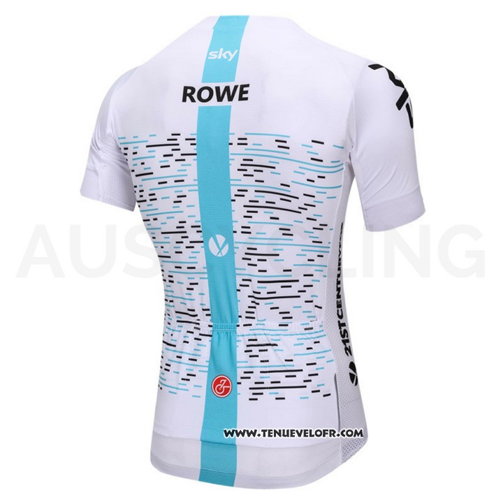 2018 Maillot Ciclismo Sky Blanc et Bleu Manches Courtes et Cuissard